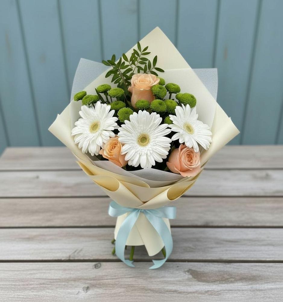 Букет цветов из: Герберы, Розы и Хризантемы в Анапе