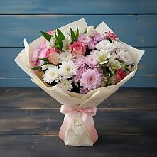 Букет цветов из:  Хризантемы, Альстромерии и Розы в Анапе