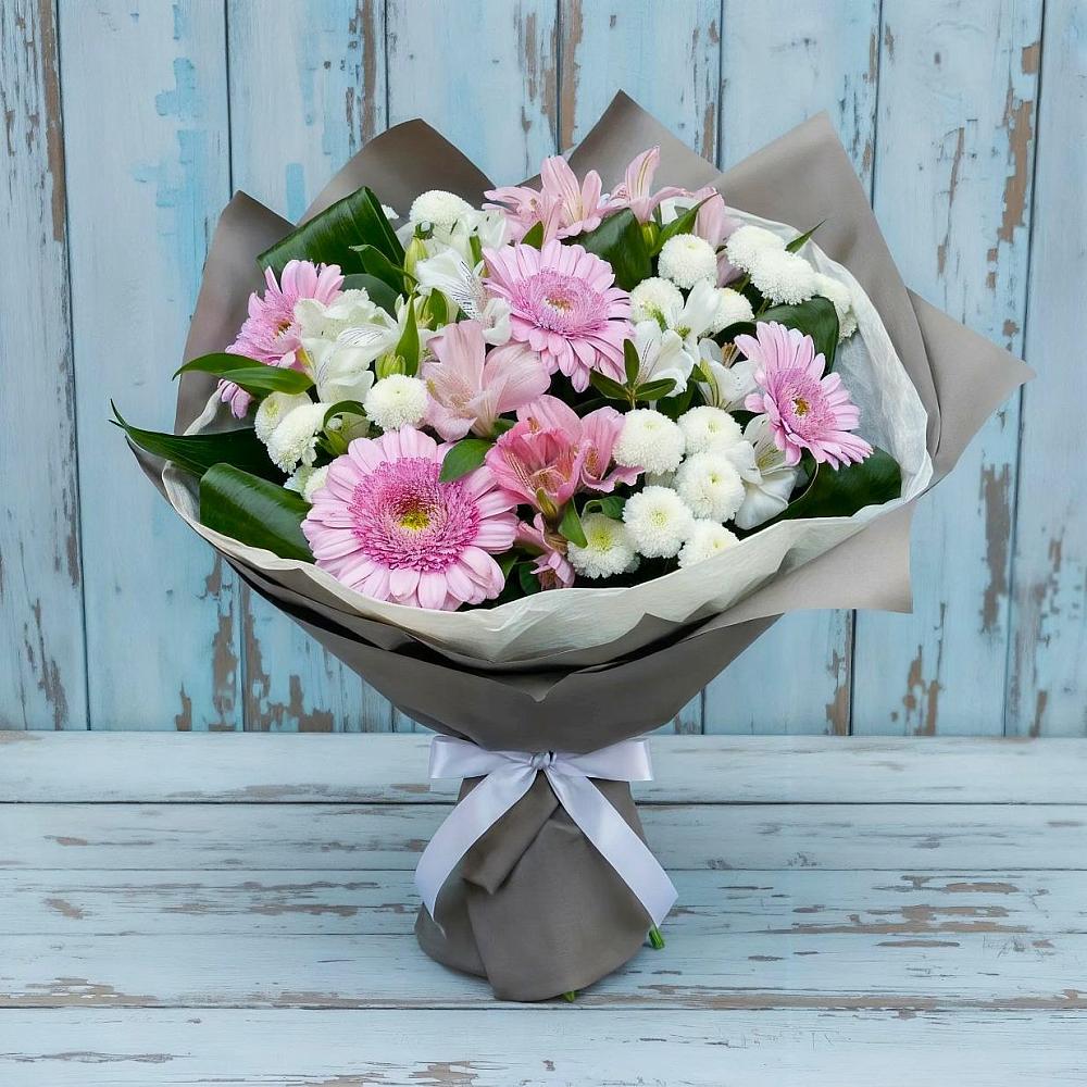 Букет цветов из: Герберы, Альстромерии и Хризантемы в Анапе